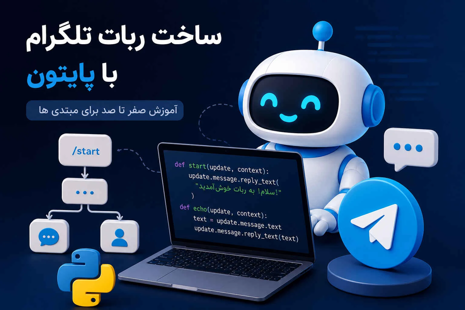 ساخت ربات پایتونی ساده تلگرام از صفر تا اجرا
