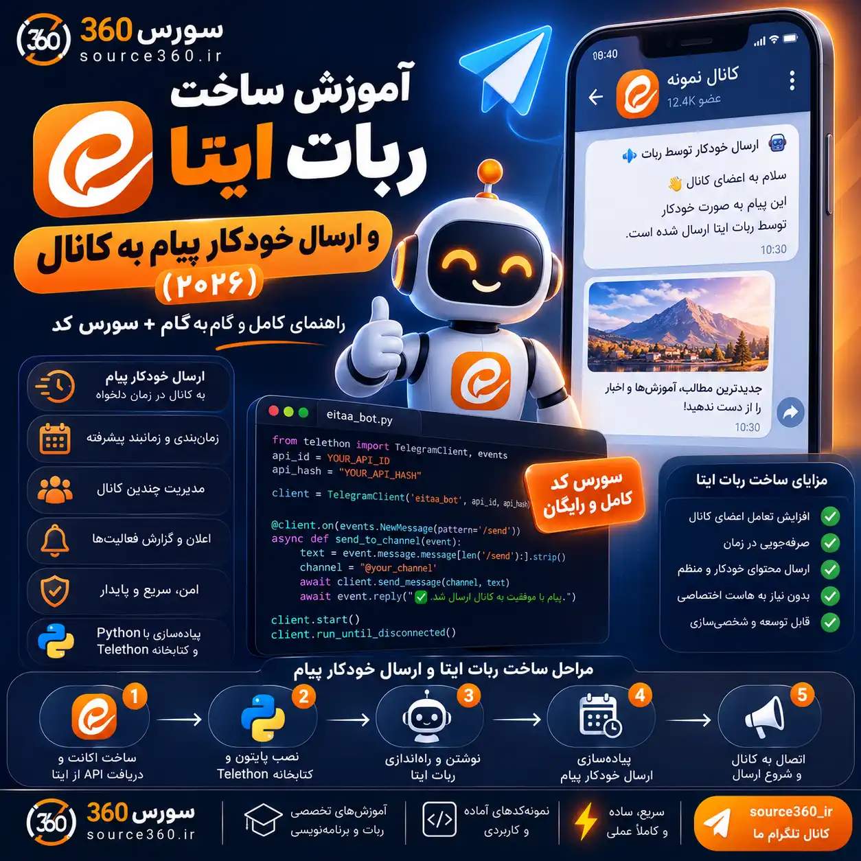 آموزش ساخت ربات ایتا و ارسال خودکار پیام به کانال (۲۰۲۶)